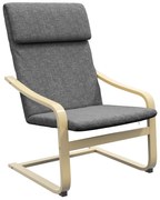 HOMCOM Πολυθρόνα με προσκέφαλο και μπράτσα, κάλυμμα με όψη λινό, ξύλινο πλαίσιο, Γκρι + Φυσικό