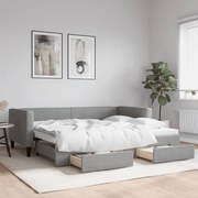vidaXL Καναπές Κρεβάτι Συρόμενος Αν. Γκρι 90x190 εκ.Ύφασμα &amp; Συρτάρια