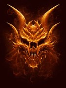 Εικονογράφηση Demon fire skull digital painting, Refluo