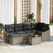 vidaXL σετ καναπέ κήπου 6 κομματιών με μαξιλάρια Μαύρο Πολυ Ρατάν