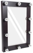 MIRROR-60x90-2 GloboStar®  MAKEUP MIRROR-60x90-2 Μοντέρνος Καθρέπτης Μακιγιάζ με Πλαίσιο Φυσικού Ξύλου με Διακόπτη On/Off 10 x E27 AC220-240V - Μ60 x Π7 x Υ90cm - Καφέ Wenge