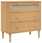 vidaXL Συρταριέρα SENJA Καφέ Όψη Ρατάν 80x40x80εκ Μασίφ Ξύλο Πεύκου