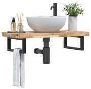 vidaXL Ράφι Νιπτήρα Τοίχου από Ατσάλι / Μασίφ Ξύλο Ακακίας