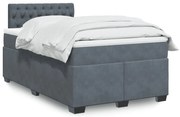 vidaXL Κρεβάτι Boxspring με Στρώμα Σκούρο Γκρι 120x200 εκ. Βελούδινο