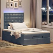 vidaXL Οθωμανικό κρεβάτι με στρώματα &amp; LEDs Σκούρο γκρι Velvet