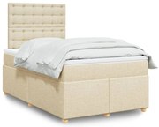 vidaXL Κρεβάτι Boxspring με Στρώμα Κρεμ 120x200 εκ. Υφασμάτινο