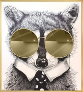 Supergreens Πίνακας "Racoon Thug Life" με Xρυσό καθρέφτη MDF/Καμβάς 118x130 εκ.