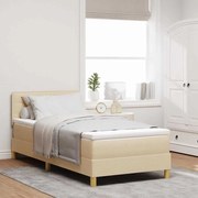 vidaXL Κρεβάτι box spring με στρώμα με στρώμα Κρεμ 80 x 200 cm ύφασμα