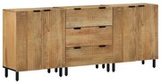 3 τεμαχίων Sideboards καφέ 60x33x75 cm μασίφ ξύλο Mango - Καφέ
