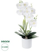 GloboStar® Artificial Garden WHITE ORCHID 21076 Διακοσμητικό Φυτό Λευκή Ορχιδέα Υ45cm