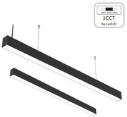 Κρεμαστό γραμμικό Φωτιστικό LED 40W 3CCT by Switch Αλουμίνιο Inlight-6072-120-BL-Μαύρο 6072-120-BL