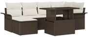 vidaXL Σετ Καναπέ Κήπου με μαξιλάρι 7 pcs Καφέ Πολυ ράταν