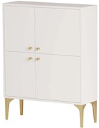 Μπουφές Celina 393MRD1510 90x35x115cm White-Gold Μοριοσανίδα, Μελαμίνη