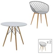 Intrahome Τραπεζαρία Ezra-EVERESTA Intrahome σετ 3τεμ pp-mdf σε λευκό/γκρι με φυσική απόχρωση πόδια Φ80x73εκ | SKU: INTRAPA-311111007