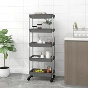 Τρόλεϊ Κουζίνας 5 Επιπέδων Γκρι 42 x 29 x 128 εκ. Σίδερο/ABS 336333