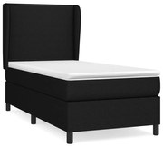 vidaXL Κρεβάτι Boxspring με Στρώμα Μαύρο 90x190 εκ.Υφασμάτινο