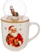 Χριστουγεννιάτικη Κούπα Άγιος Βασίλης Fééric Lights &amp; Christmas με καπάκι Χιονόμπαλα, χωρητικότητα 550ml και διαστάσεις 9.8x9.7x14cm