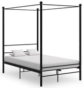 vidaXL Πλαίσιο Κρεβατιού με Ουρανό Μαύρο 140 x 200 εκ. Μεταλλικό