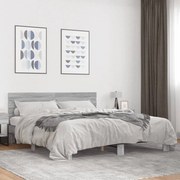 vidaXL Πλαίσιο Κρεβατιού Γκρι Sonoma 180x200 εκ. Επεξ. Ξύλο & Μέταλλο