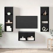 vidaXL Σετ επίπλου τηλεόρασης Επιτοίχιο Μαύρη δρυς 37 x 37 x 107 εκ