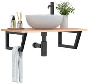 Ράφι Νιπτήρα Τοίχου από Ατσάλι / Μασίφ Ξύλο Δρυός