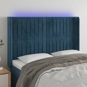 vidaXL Κεφαλάρι Κρεβατιού LED Σκούρο Μπλε 147x16x118/128 εκ. Βελούδινο