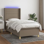 ΚΡΕΒΑΤΙ BOXSPRING ΜΕ ΣΤΡΩΜΑ &amp; LED TAUPE 80X200 ΕΚ. ΥΦΑΣΜΑΤΙΝΟ 3138913