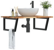 vidaXL Ράφι Νιπτήρα Τοίχου από Ατσάλι / Μασίφ Ξύλο Ακακίας