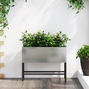 vidaXL Υψωμένη Γλάστρα Κήπου Ασημί 60 x 26 x 45 εκ