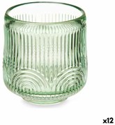 Κηροπήγιο Gift Decor Πράσινο Κρυστάλλινο 7,5 x 7,8 x 7,5 cm Ρίγες (12 Μονάδες)