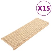 Πατάκια Σκάλας Αυτοκόλλητα 15τεμ. Όψη Σιζάλ Αν. Μπεζ 65x21x4εκ.