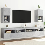 vidaXL Έπιπλα Τηλεόρασης με LED 2 τεμ. Γκρι Σκυροδέματος 30,5x30x60εκ.