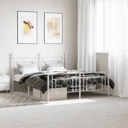 vidaXL Πλαίσιο Κρεβατιού με Κεφαλάρι&amp;Ποδαρικό Λευκό 160x200εκ. Μέταλλο