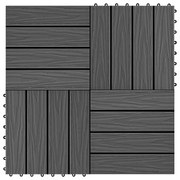 vidaXL Πλακάκια Deck 11 τεμ. Ανάγλυφα Μαύρα 30x30 εκ. 1 μ² WPC