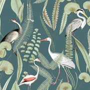 Ταπετσαρία Τοίχου Tropical Birds Σκούρο Πράσινο M37414 53 cm x 10.05 m