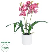 GloboStar® Artificial Garden PINK CHERRY CYMBIDIUM 21402 Διακοσμητικό Φυτό Φούξια Κυμβίδιο Υ60cm