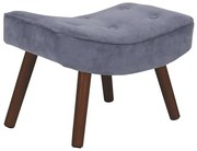 Alma Σκαμπώ - Υποπόδιο Καρυδί / Ύφασμα Velure Ανοιχτό Μπλε . Διάσταση: 52x38x35cm