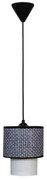 Φωτιστικό Οροφής 14-0268 1/Ε27 Φ16,5/10x95cm Αμπαζούρ Black-White Heronia Μέταλλο,Ύφασμα