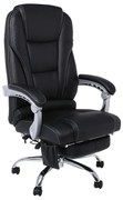 BF8550 Massage Relax Πολυθρόνα Γραφείου Διευθυντή, Βάση Χρώμιο με Υποπόδιο, Pu Μαύρο