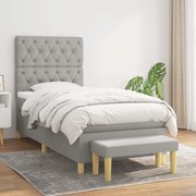 Κρεβάτι Boxspring με Στρώμα Ανοιχτό Γκρι 80x200 εκ. Υφασμάτινο