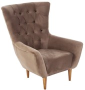 Artekko Zebra Βελούδινη Καφέ Μπερζέρα με Ξύλινα Πόδια (80x85x93)cm Artekko 783-7218