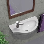 Serel 6742 Hygiene Plus Λευκός Πορσελάνινος Αριστερός Χειρονιπτήρας Μπάνιου Κρεμαστός 57x32 cm