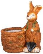Outsunny Γλάστρα, λαγός με ψάθινο καλάθι, ανθεκτικό στις καιρικές συνθήκες, 45x27x50cm, Καφέ