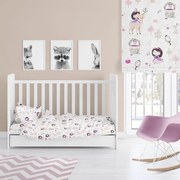 Σεντόνι Βρεφικό Lily &amp; Deer 179 White-Pink DimCol Λίκνου 80x110cm 100% Cotton