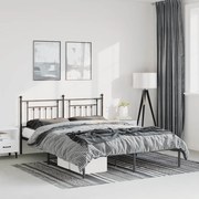 vidaXL Πλαίσιο Κρεβατιού με Κεφαλάρι Μαύρο 150 x 200 εκ. Μεταλλικό