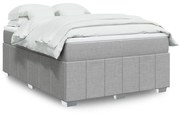 vidaXL Κρεβάτι Boxspring με Στρώμα Ανοιχτό Γκρι 140x190 εκ. Υφασμάτινο