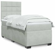 vidaXL Κρεβάτι Boxspring με Στρώμα Ανοιχτό Γκρι 80x200 εκ. Βελούδινο