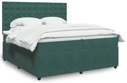 vidaXL Κρεβάτι Boxspring με Στρώμα Σκούρο Πράσινο 200x200εκ. Βελούδινο