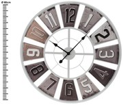 Ρολόι τοίχου Y36200490 Mεταλλικό, διαμέτρου 80cm, Antique style καντράν, σε γκρι αποχρώσεις