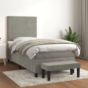 ΚΡΕΒΑΤΙ BOXSPRING ΜΕ ΣΤΡΩΜΑ ΑΝΟΙΧΤΟ ΓΚΡΙ 90X200 ΕΚ. ΒΕΛΟΥΔΙΝΟ 3137701